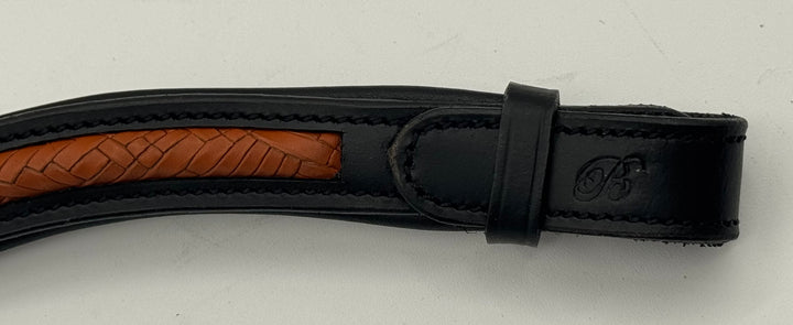#135 Textured Chestnut Leather on Black Leather Browband