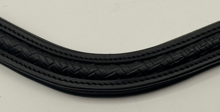 #134 Black Textured Leather on Black Leather Browband