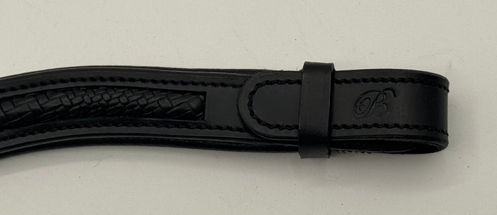 #134 Black Textured Leather on Black Leather Browband