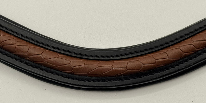 #133 Tan Textured Leather on Black Leather Browband