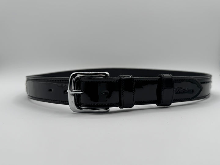 Women's Black Patent Leather Belt w/Diamond Crystal Design