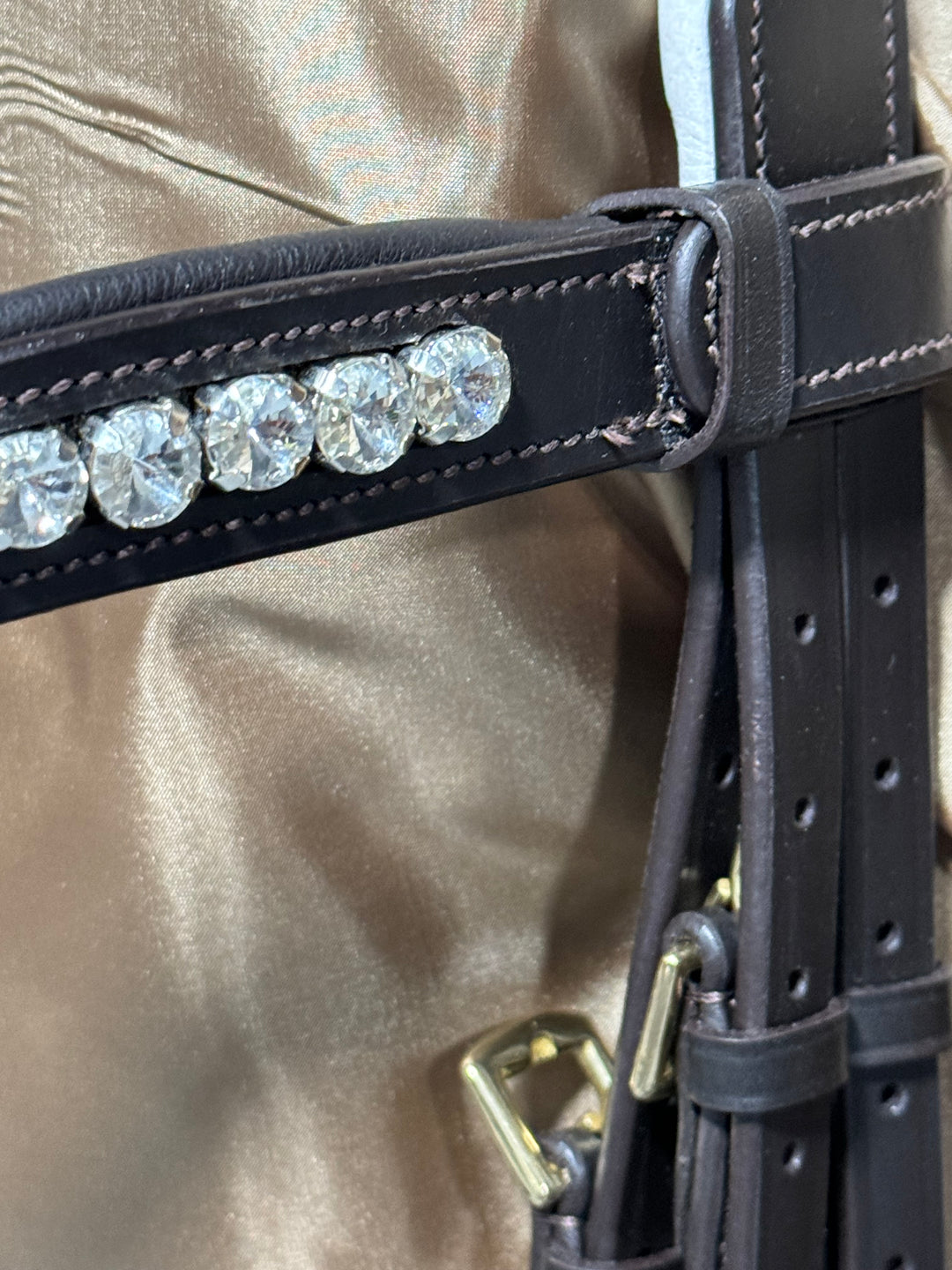 #Full Grain English Leather Double Bridle w/White Padding,Patten Leather Nose Band,2 sets of English Leather Reins - Bridleberry Leather Tack Co.