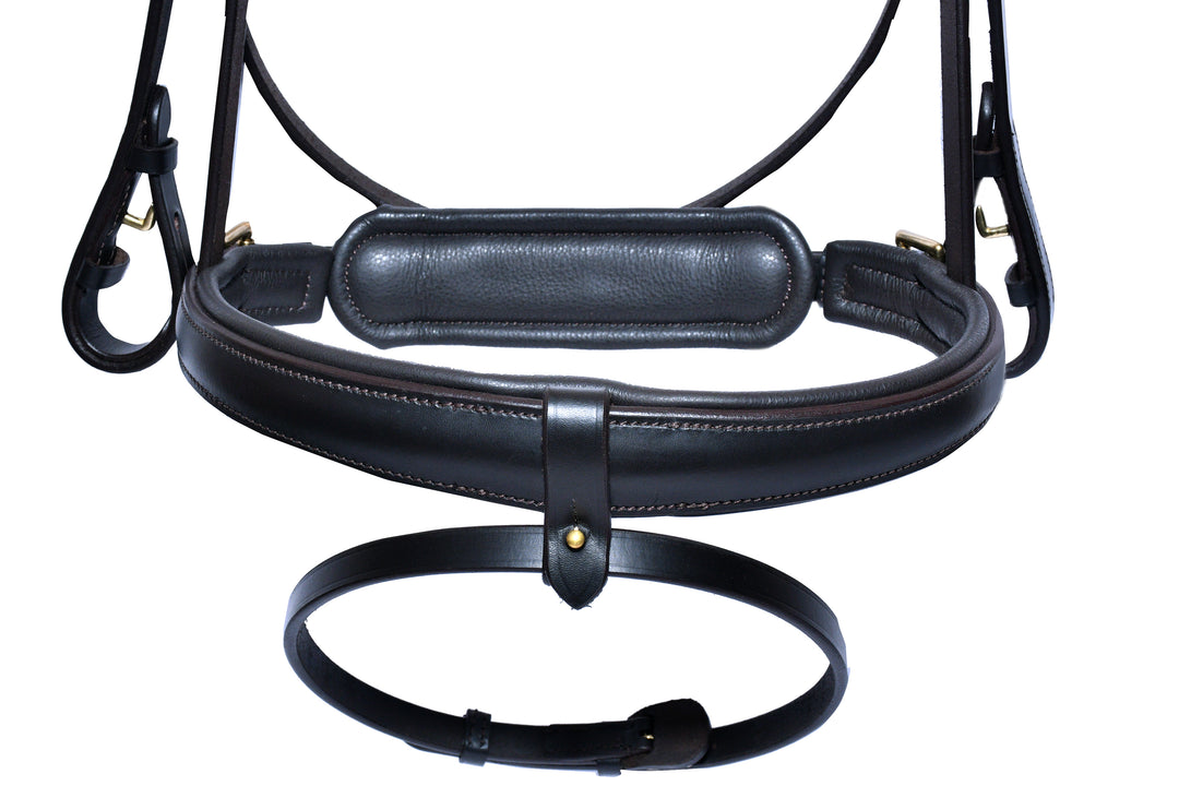 #11 Padded Leather Bridle w/ "V" Crystal Browband, Rubber lined English Leather Anti Slip Reins - Bridleberry Leather Tack Co. 