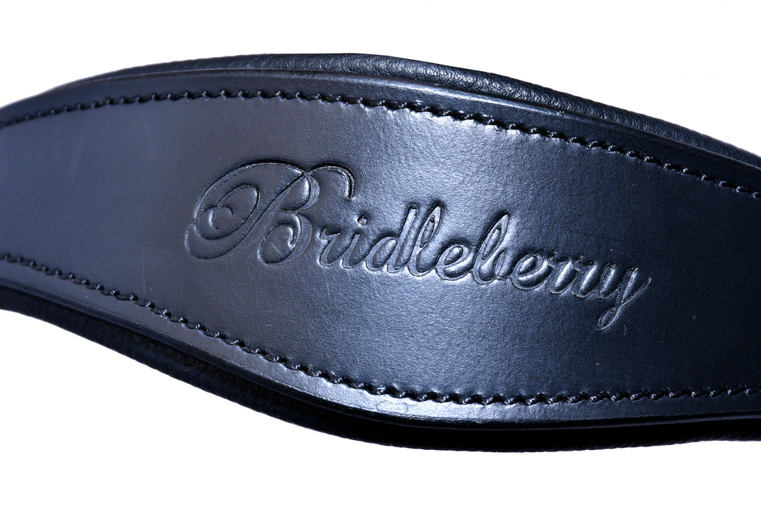 # 12 Padded Leather Bridle w/ White Stitching w/ English Leather Rubber Reins - Bridleberry Leather Tack Co. 