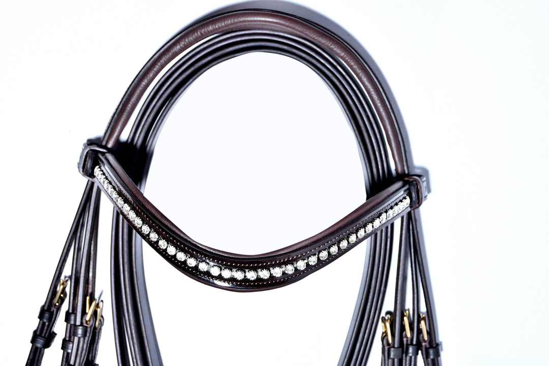 Extra Padded Double Bridle with Extra Cushioning for Comfort includes Two sets of ReinsReins - Bridleberry Leather Tack Co. 