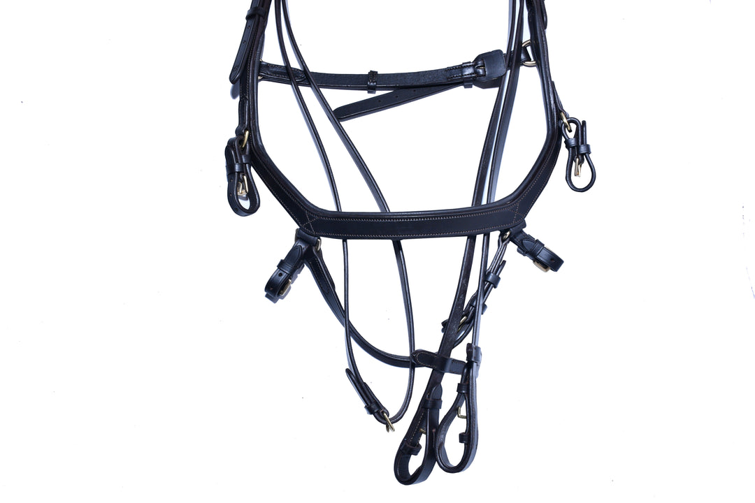 #9-Ergonomic Designed Bridle has a Crystal Leather Browband w/Full Grain English Leather Reins