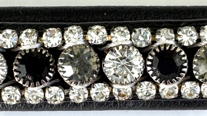 # 102 Crystal Browband Row of Black/Gray/Crystals w/Crystals on Top & Bottom