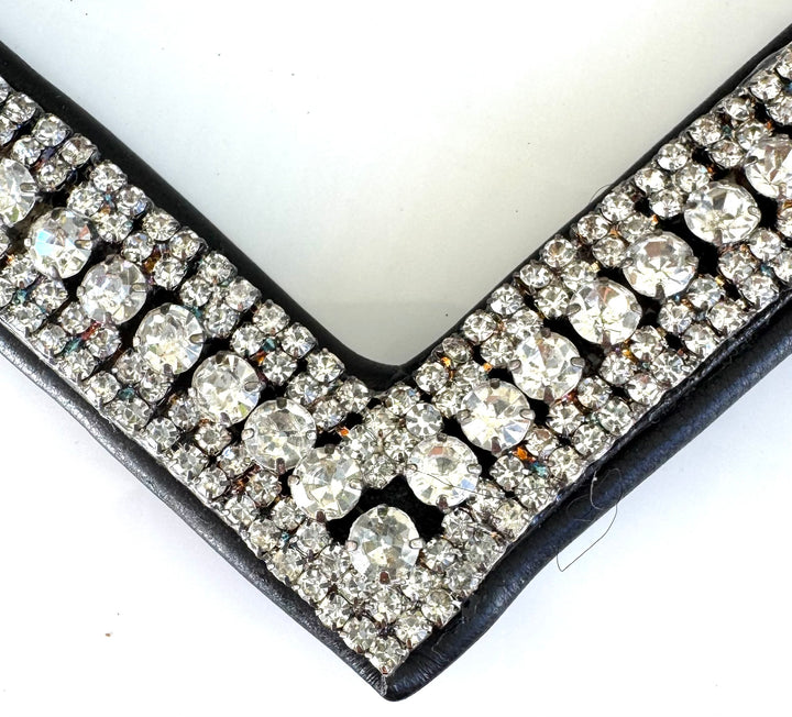 #101 Leather Brow Band "V" Crystal Design