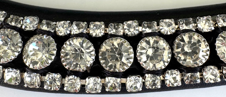 #108 Browband, Large Crystals w/top & bottom rows of medium size Crystals ,"U" shaped design