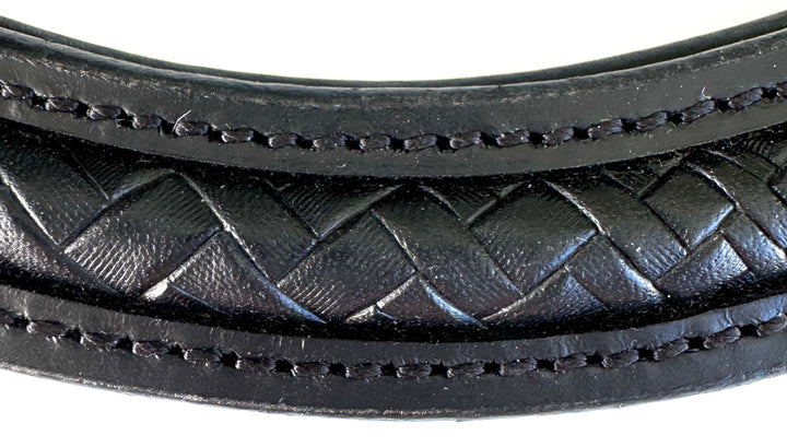 #134 Black Textured Leather on Black Leather Browband