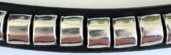 #136 Silver Metal Sq.on Black Leather Browband