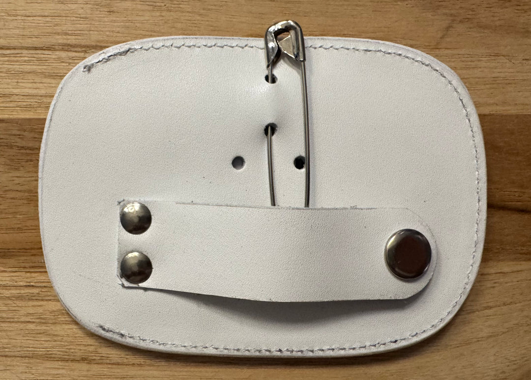 White Leather Number Holder Embellished w/Silver Bit Set of 2, 3 numbers