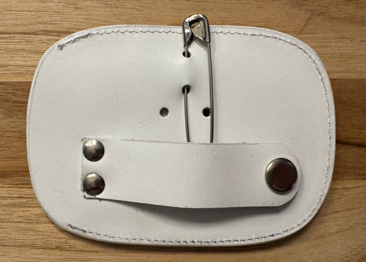 White Leather Number Holder Embellished w/Silver Bit Set of 2, 3 numbers