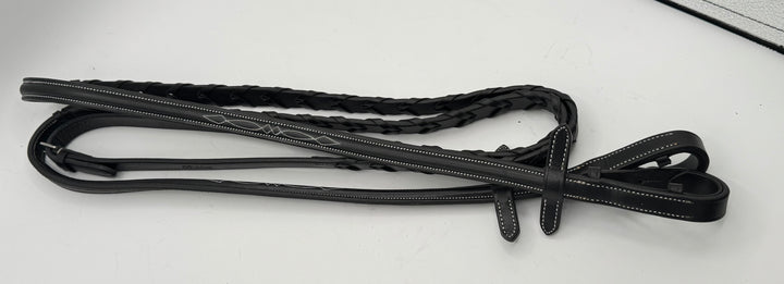 Reins-English Leather Laced Reins w/white Stitched Design