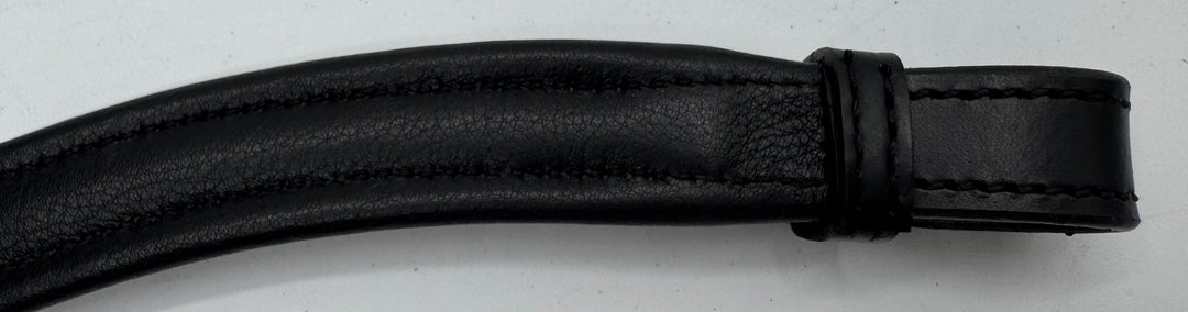 #140 Black Padded Browband Dark Grey Crystals