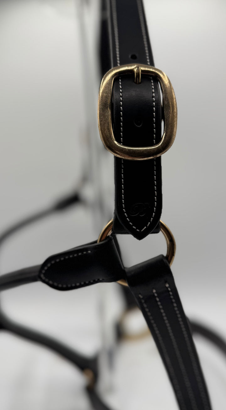 #7 Triple Stitched Leather Halter w/Brass Hardware