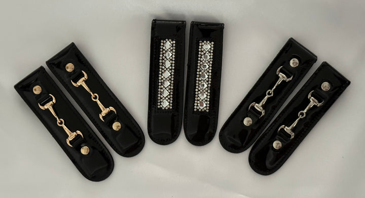 Black Patent Leather Set of Boot Clips