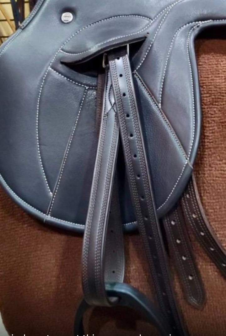 Racing Tack-Leather Triple Stitched Stirrup Leathers w/ Roller Buckles