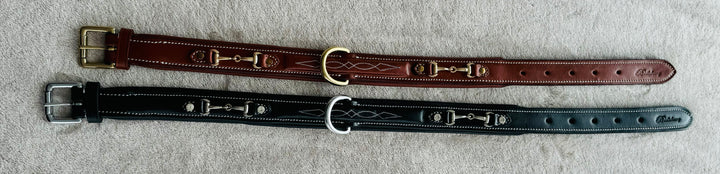 Padded Dog Collar in Full Grain Leather w/ Horse Bits