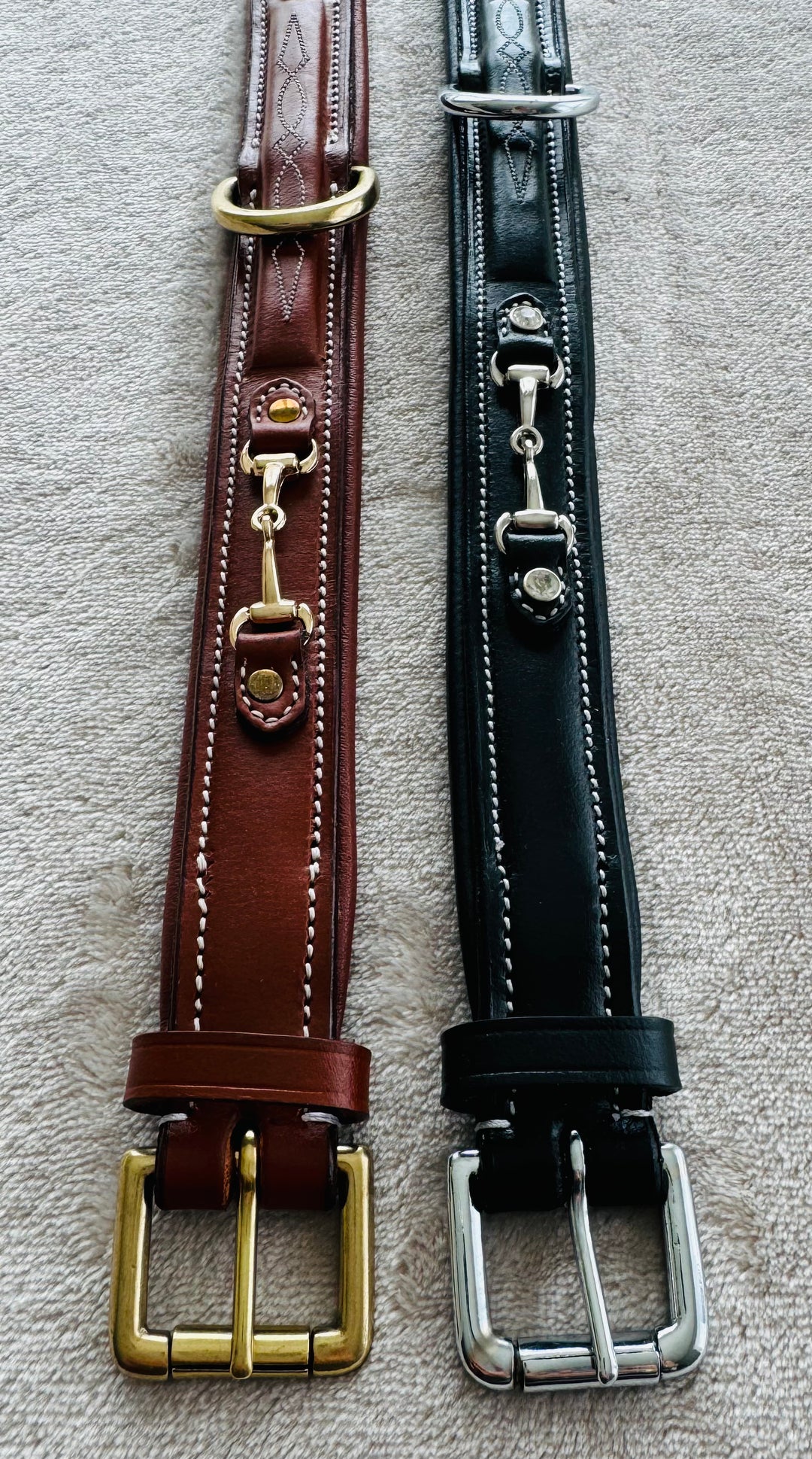 Padded Dog Collar in Full Grain Leather w/ Horse Bits