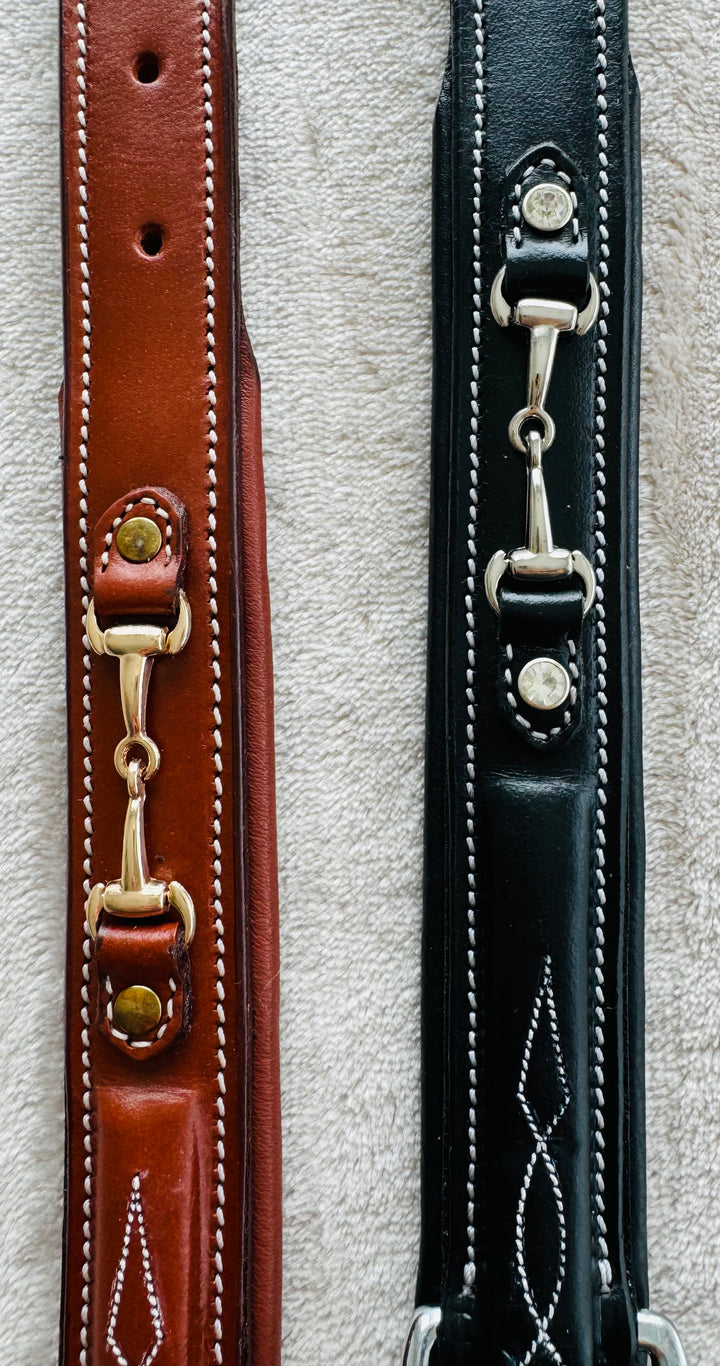 Padded Dog Collar in Full Grain Leather w/ Horse Bits