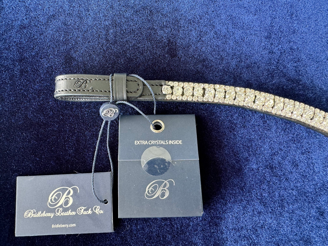 #151 Slim Crystal "v" Design Brown Leather Browband