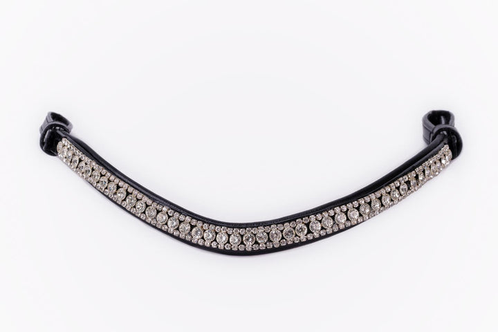 #108 Browband, Large Crystals w/top & bottom rows of medium size Crystals ,"U" shaped design - Bridleberry Leather Tack Co. 