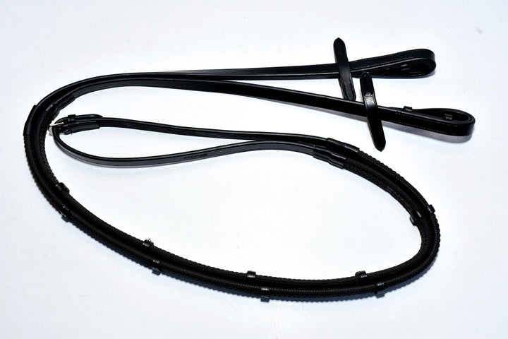 Rubber Sport Horse Reins w/Stops Full Grain English Leather